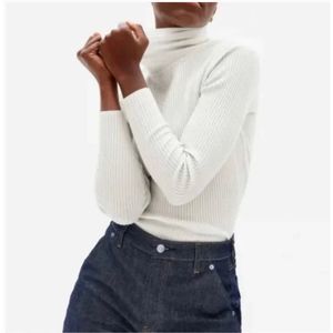 Everlane The Italian Merino Ribbed Turtleneck Sweater Bone Size Small NWT